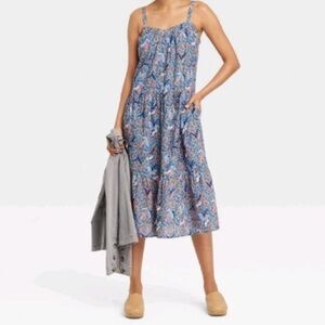 Women's Sleeveless Tiered A-Line Dress Knox Rose Blue Size 2X